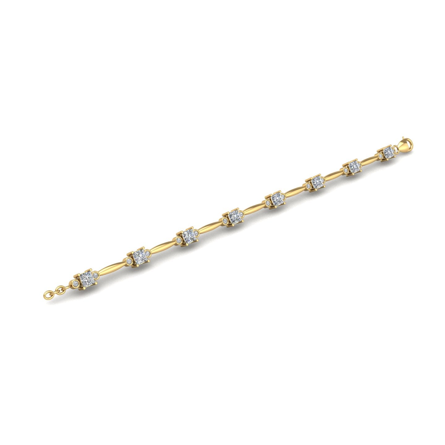 Gold diamond princess stardust designer bracelet open view