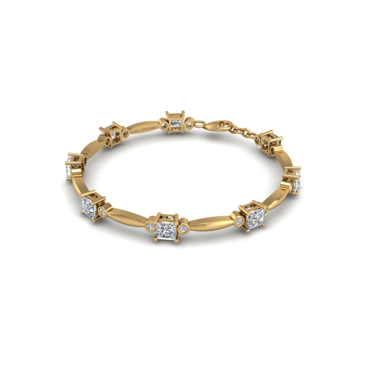 Gold diamond princess stardust designer bracelet