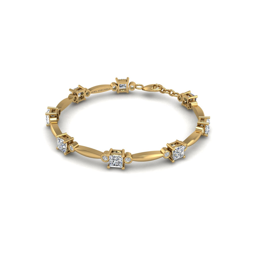 Gold diamond princess stardust designer bracelet