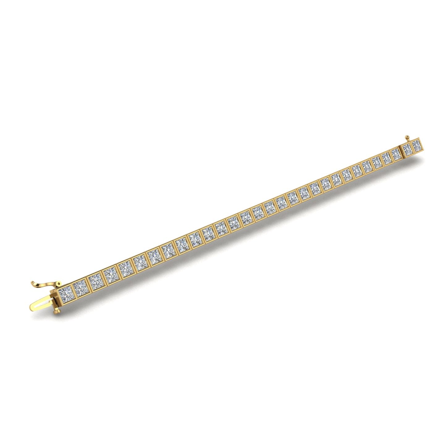 Gold diamond princess stellar tennis bracelet open view