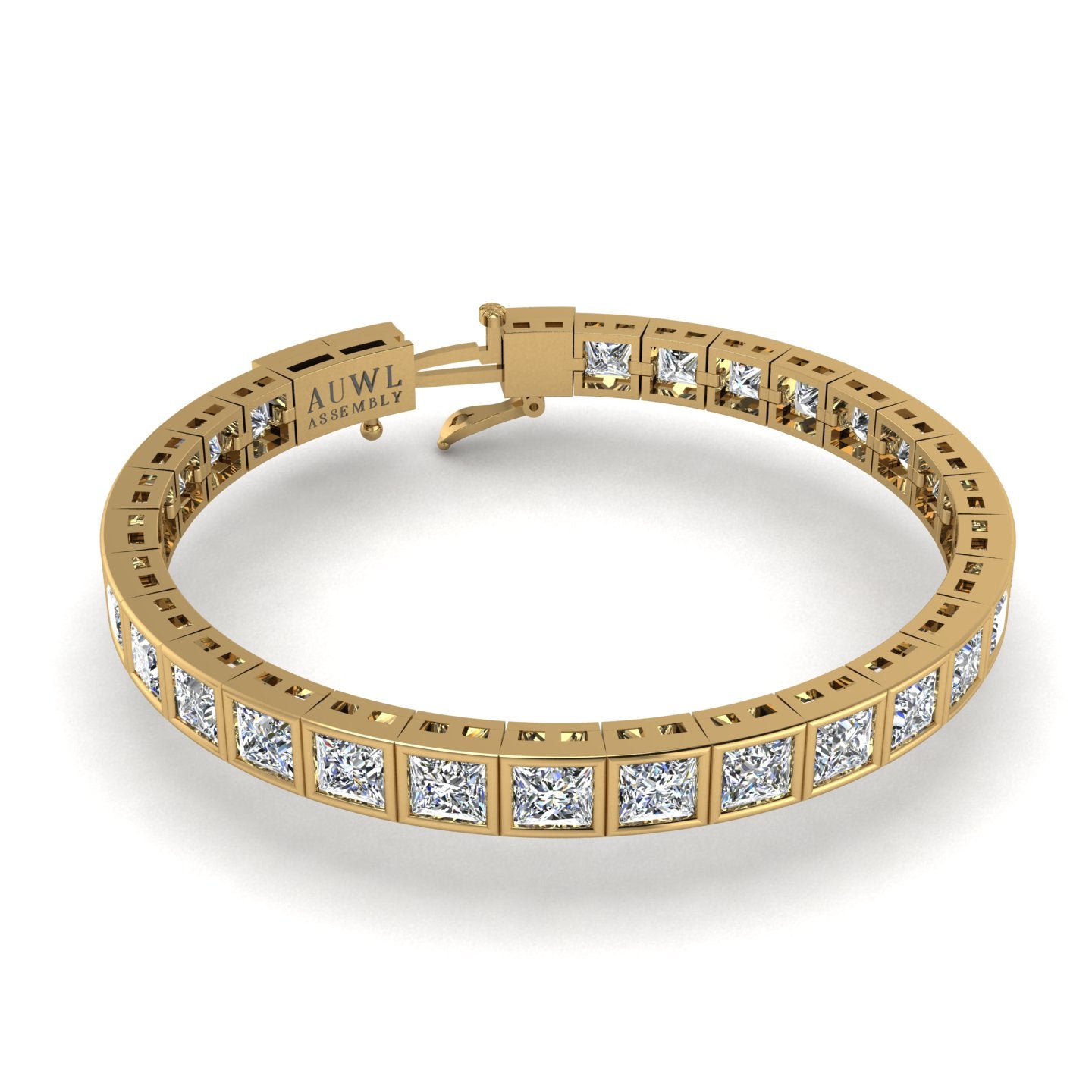 Gold diamond princess stellar tennis bracelet