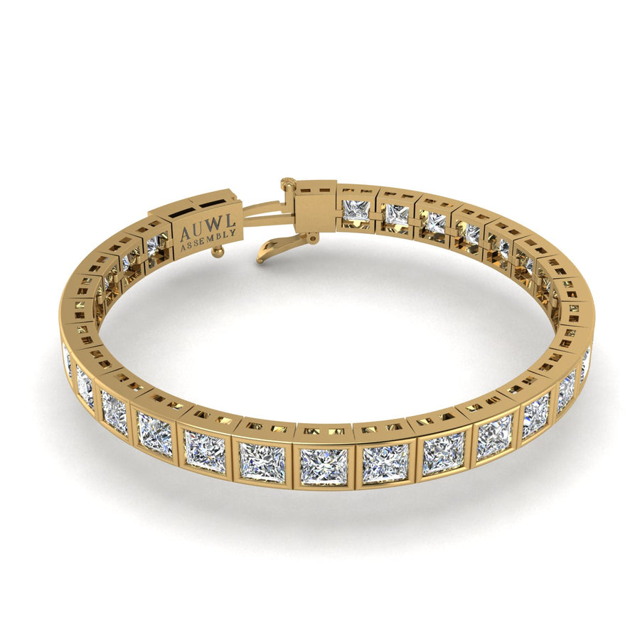 Gold diamond princess stellar tennis bracelet