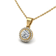 Gold diamond round divine halo pendant