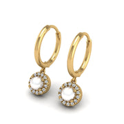 Gold diamond round mystic hoop earrings