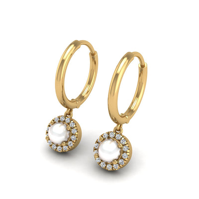 Gold Pearl Diamond Earring for Women