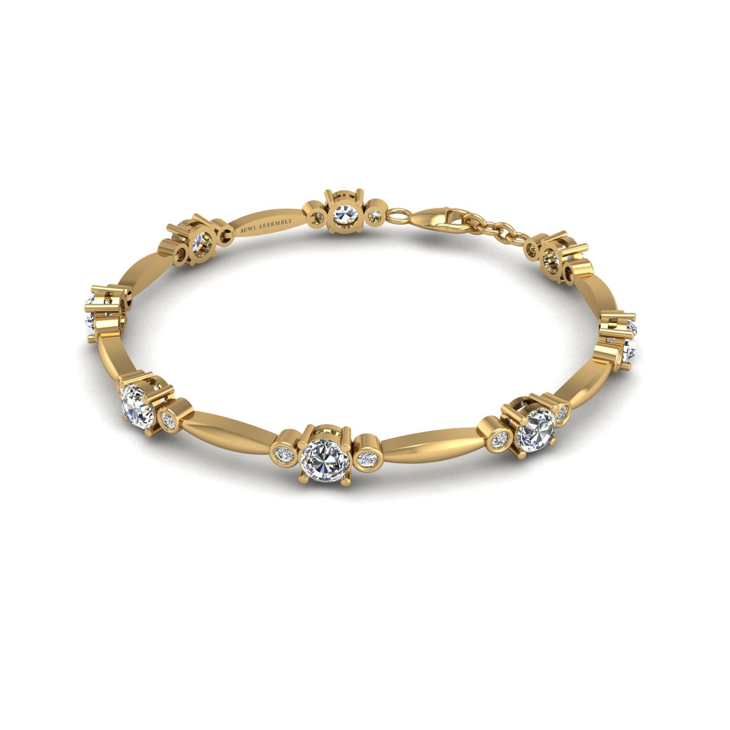 Gold diamond round stardust designer bracelet