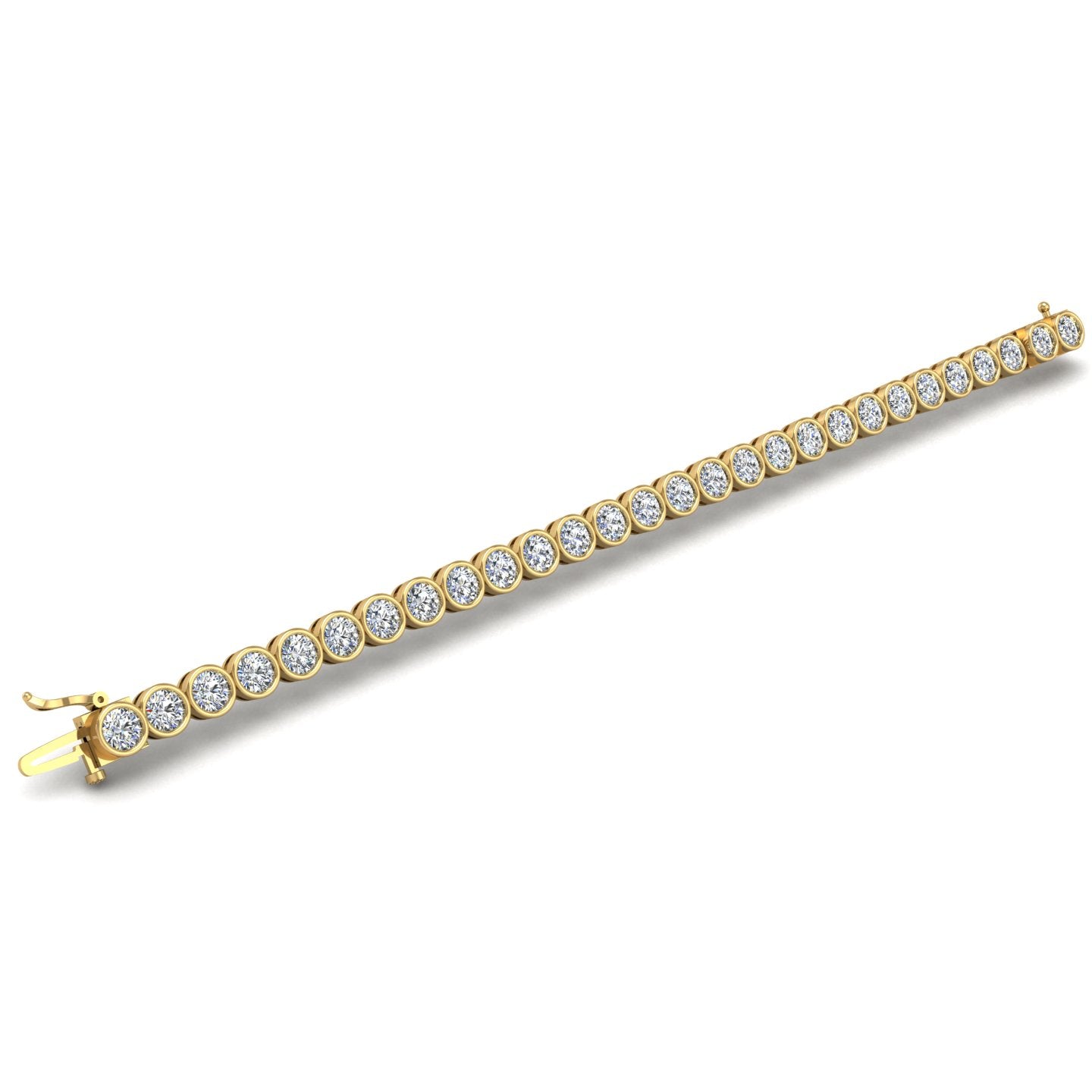 Gold diamond round stellar tennis bracelet open view