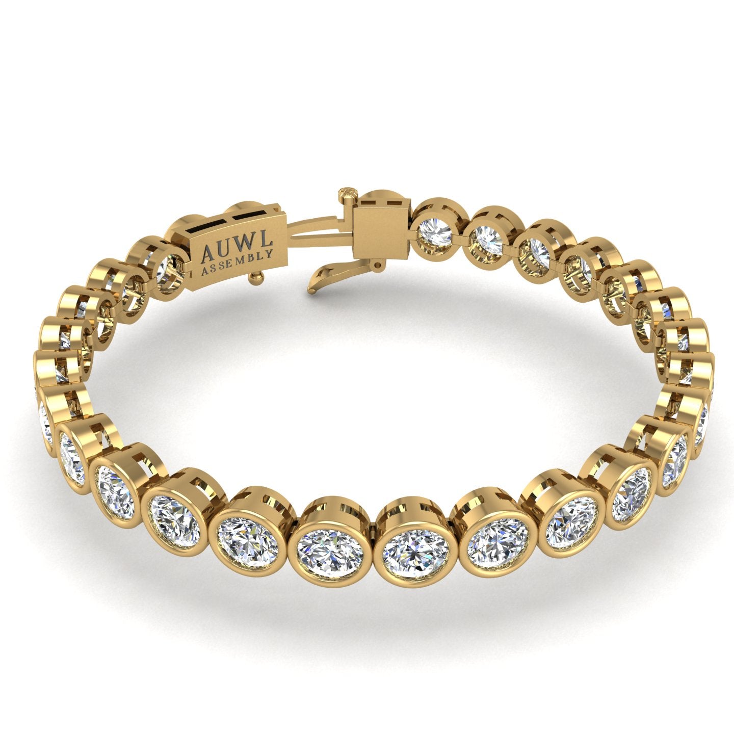 Gold diamond round stellar tennis bracelet