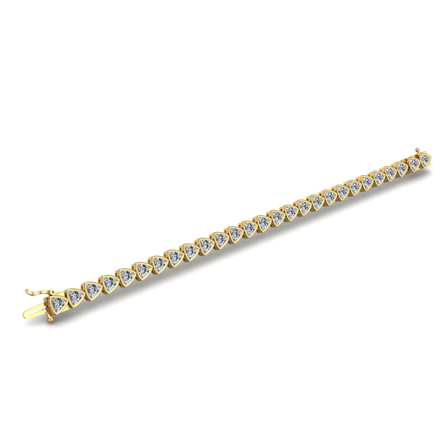 Gold diamond trillion stellar tennis bracelet open view