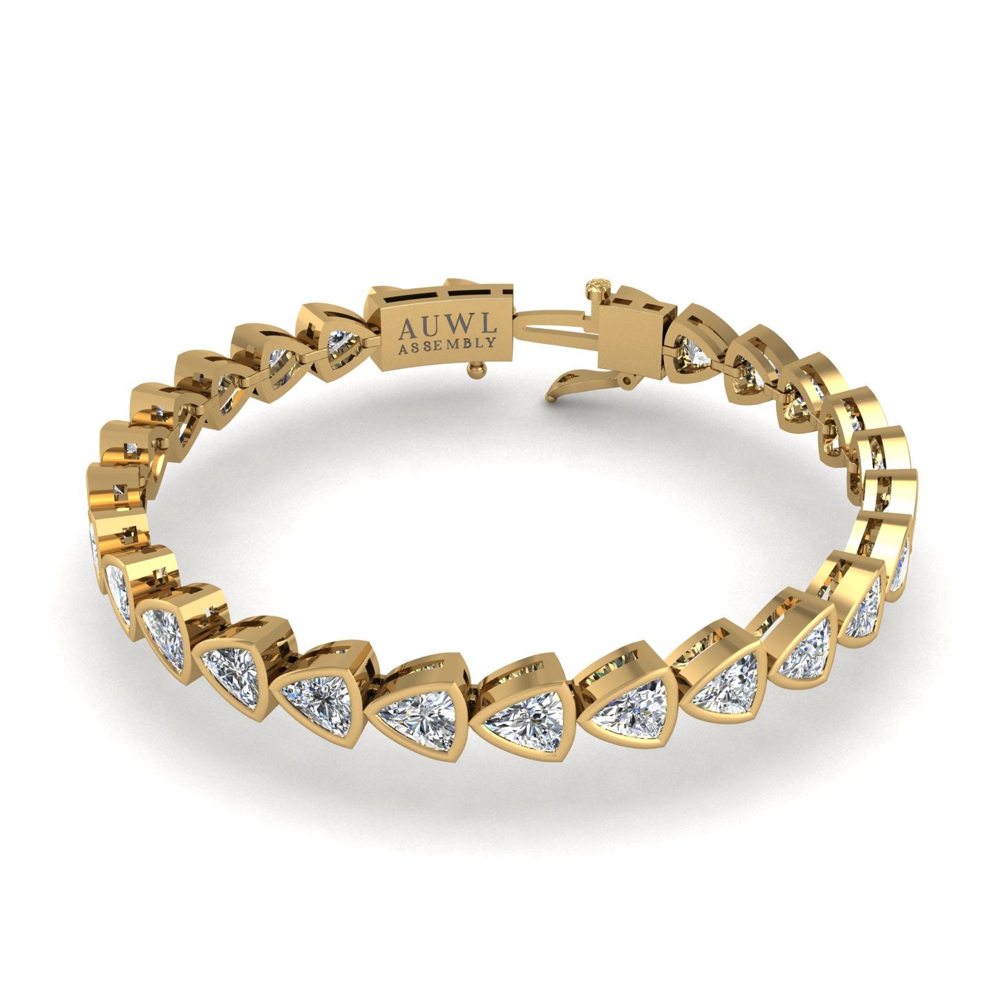 Gold diamond trillion stellar tennis bracelet