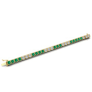 Gold emerald cushion stellar tennis bracelet open view