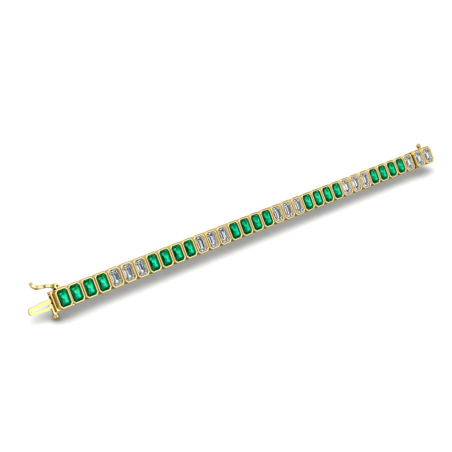 Gold emerald emerald stellar tennis bracelet open view