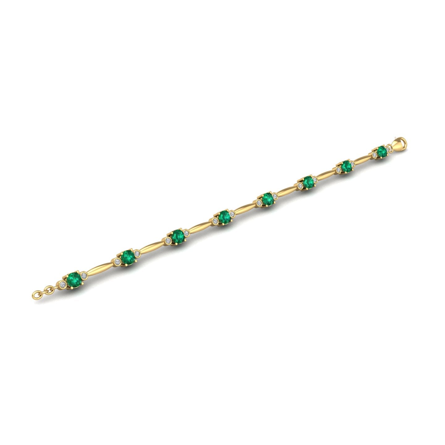 Gold emerald oval stardust designer bracelet open view