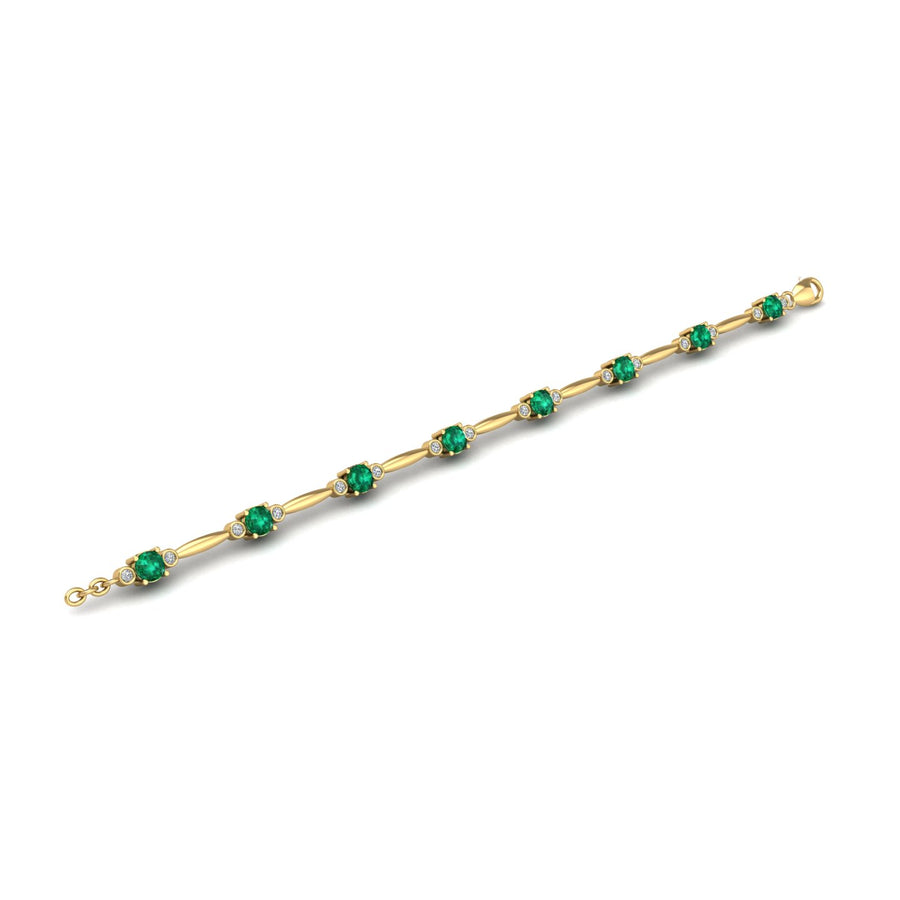 Gold emerald oval stardust designer bracelet open view