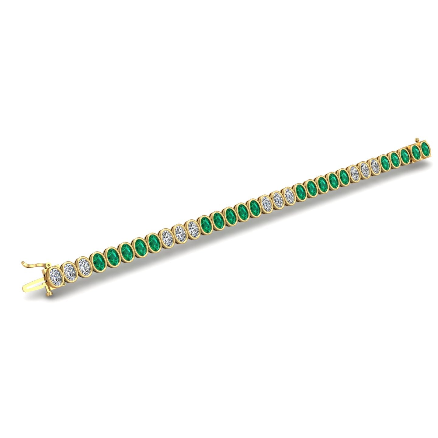 Gold emerald oval stellar tennis bracelet open view