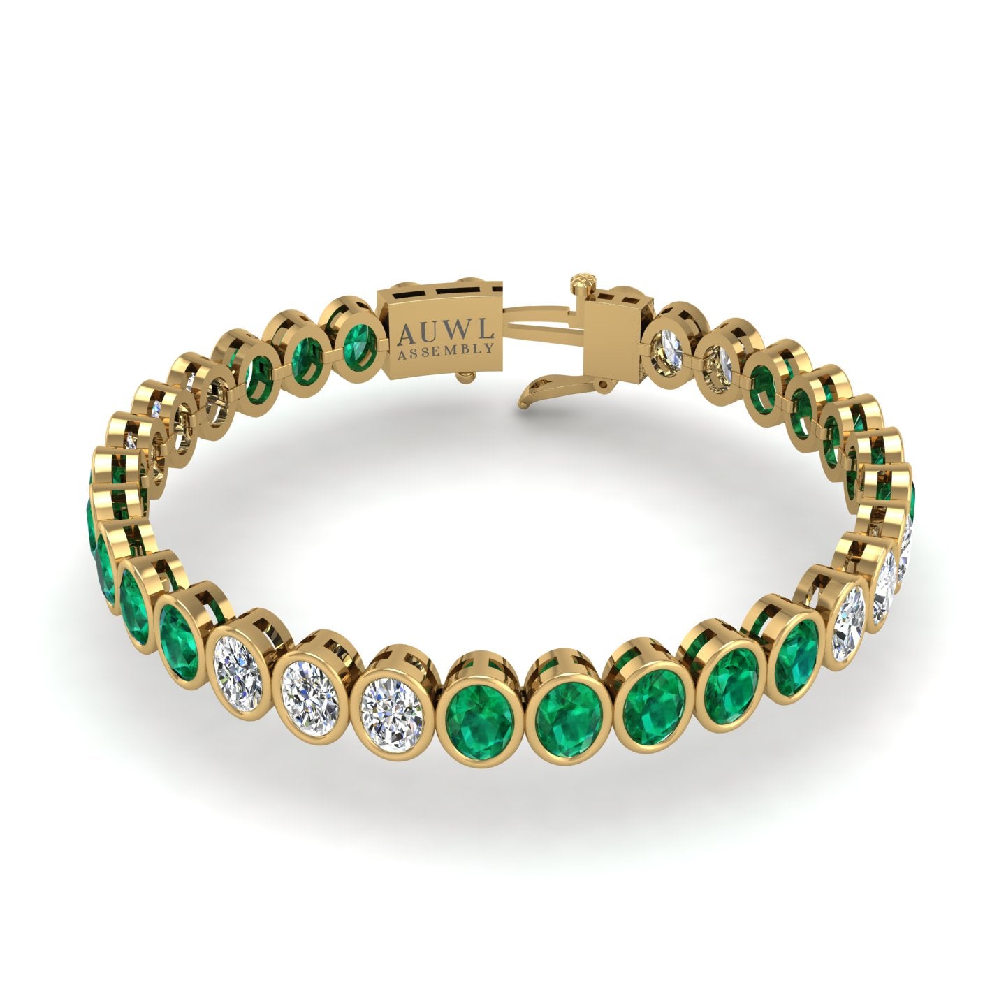 Gold emerald oval stellar tennis bracelet