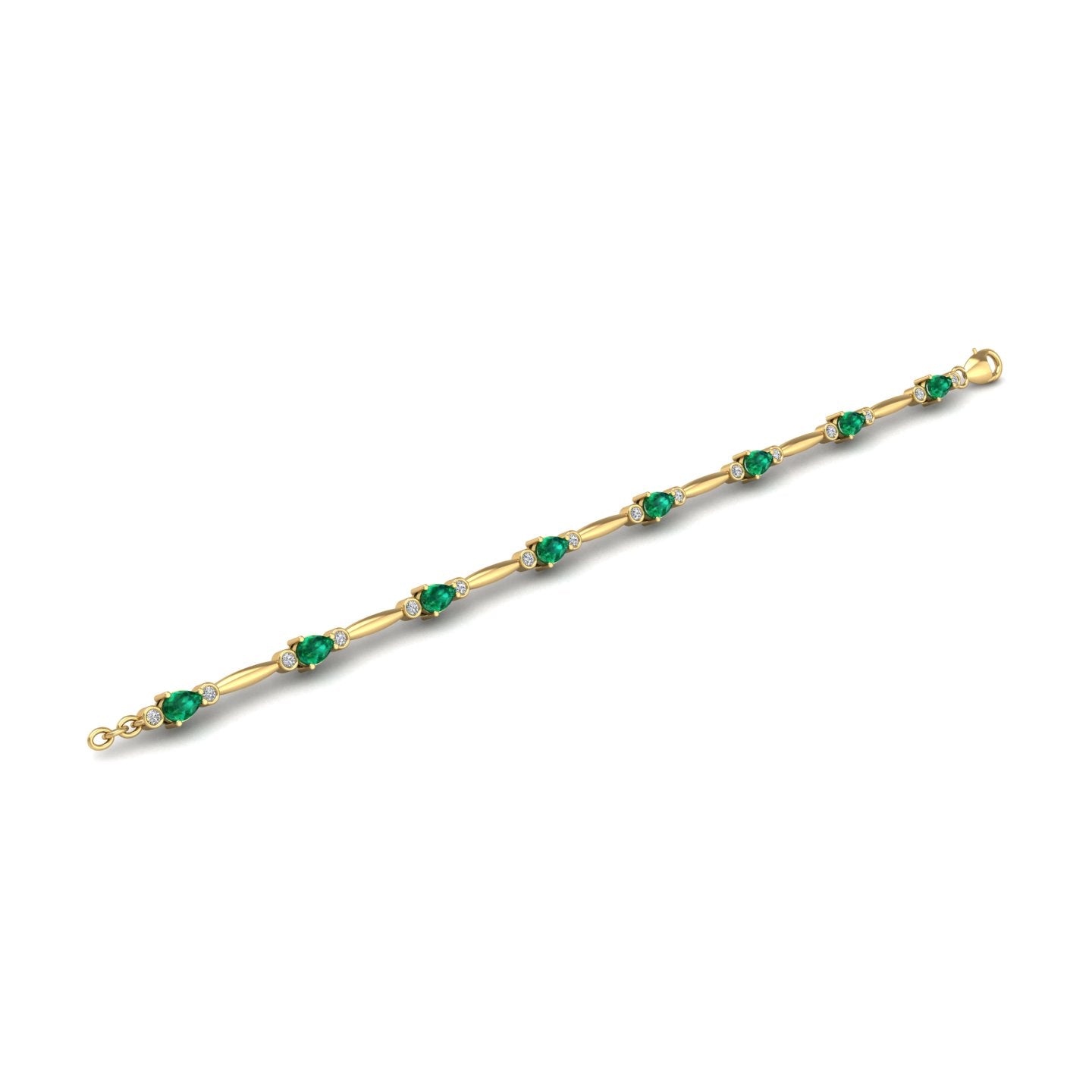 Gold emerald pear stardust designer bracelet open view