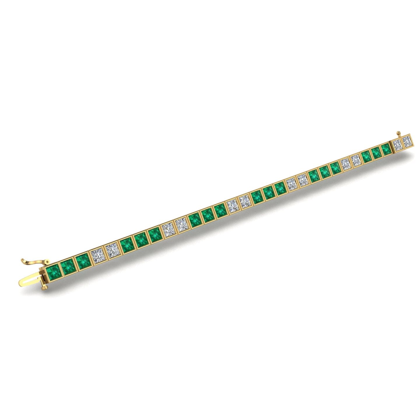 Gold emerald princess stellar tennis bracelet open view