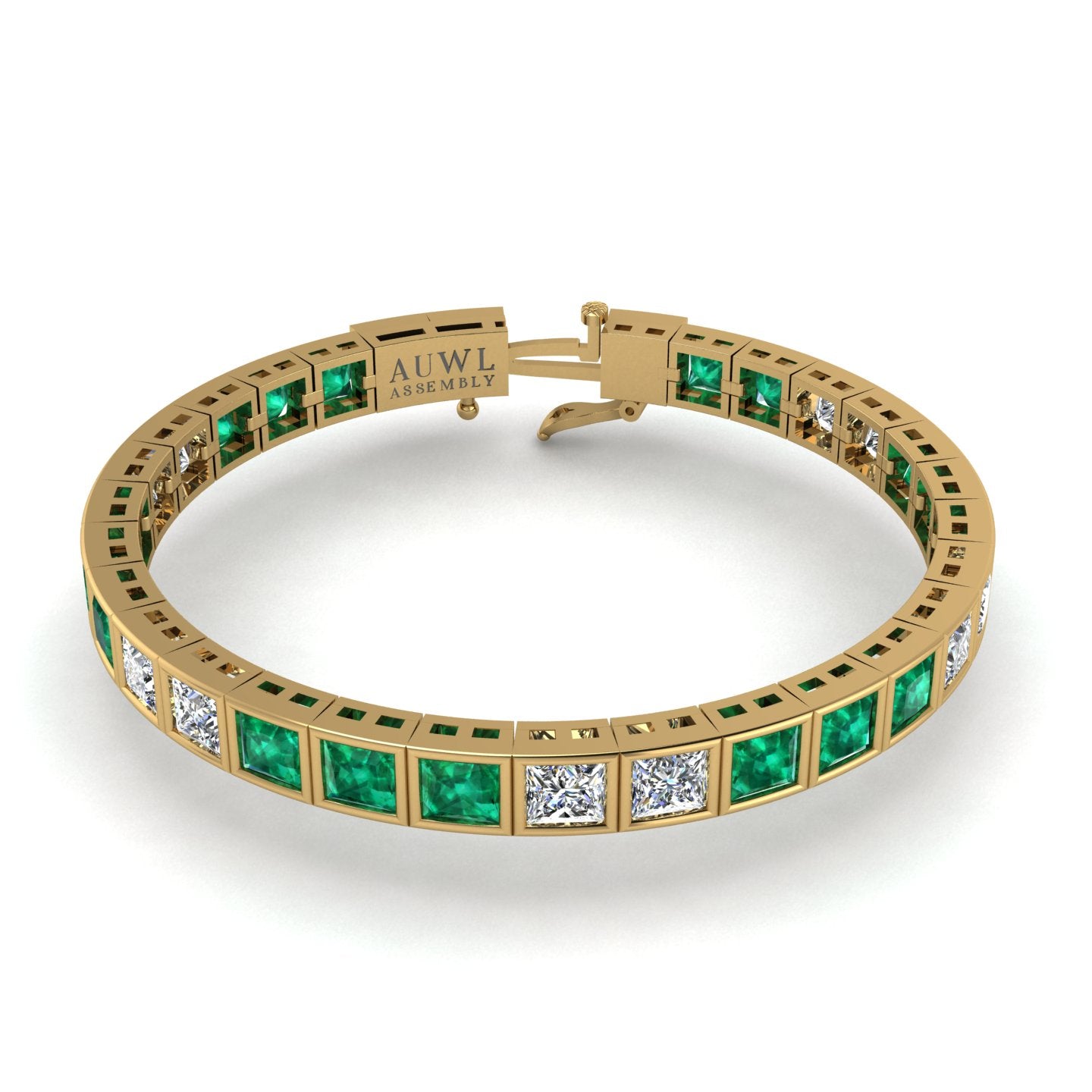 Gold emerald princess stellar tennis bracelet