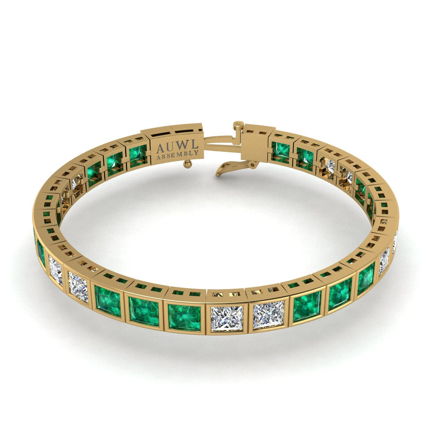 Gold emerald princess stellar tennis bracelet