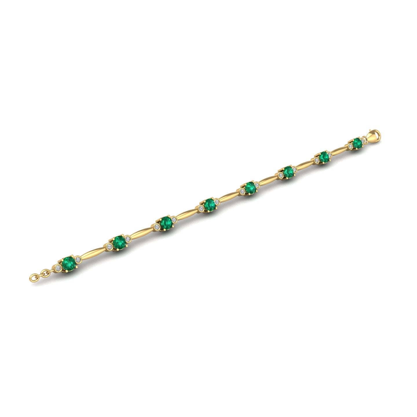 Gold emerald round stardust designer bracelet open view