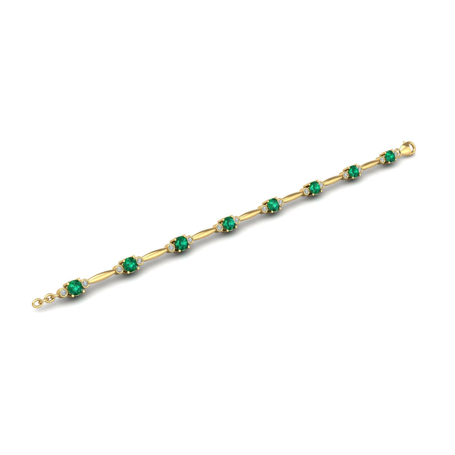 Gold emerald round stardust designer bracelet open view
