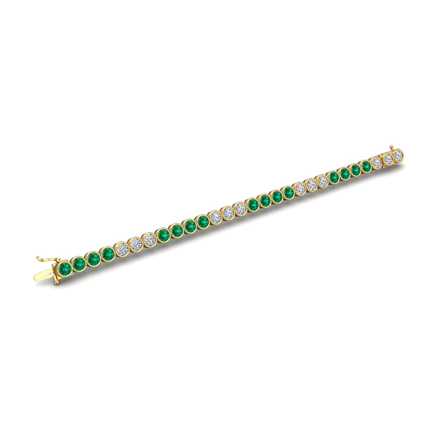 Gold emerald round stellar tennis bracelet open view
