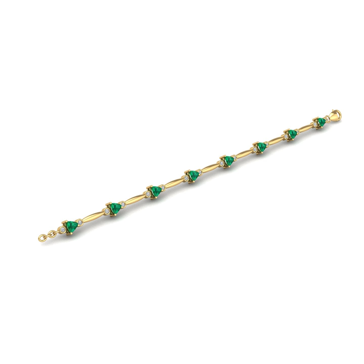 Gold emerald trillion stardust designer bracelet open view