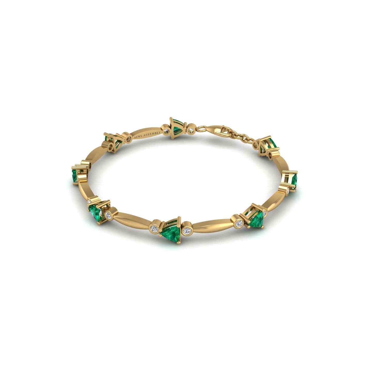 Gold emerald trillion stardust designer bracelet