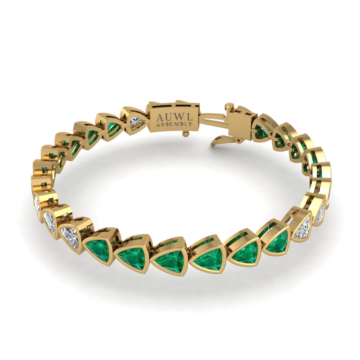 Gold emerald trillion stellar tennis bracelet