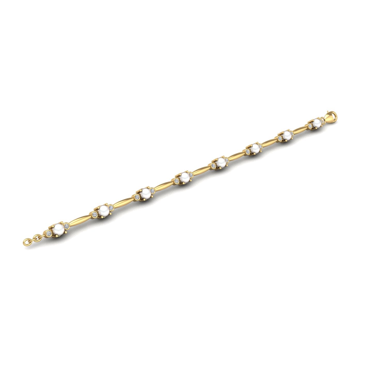 Gold pearl diamond stardust designer bracelet open view