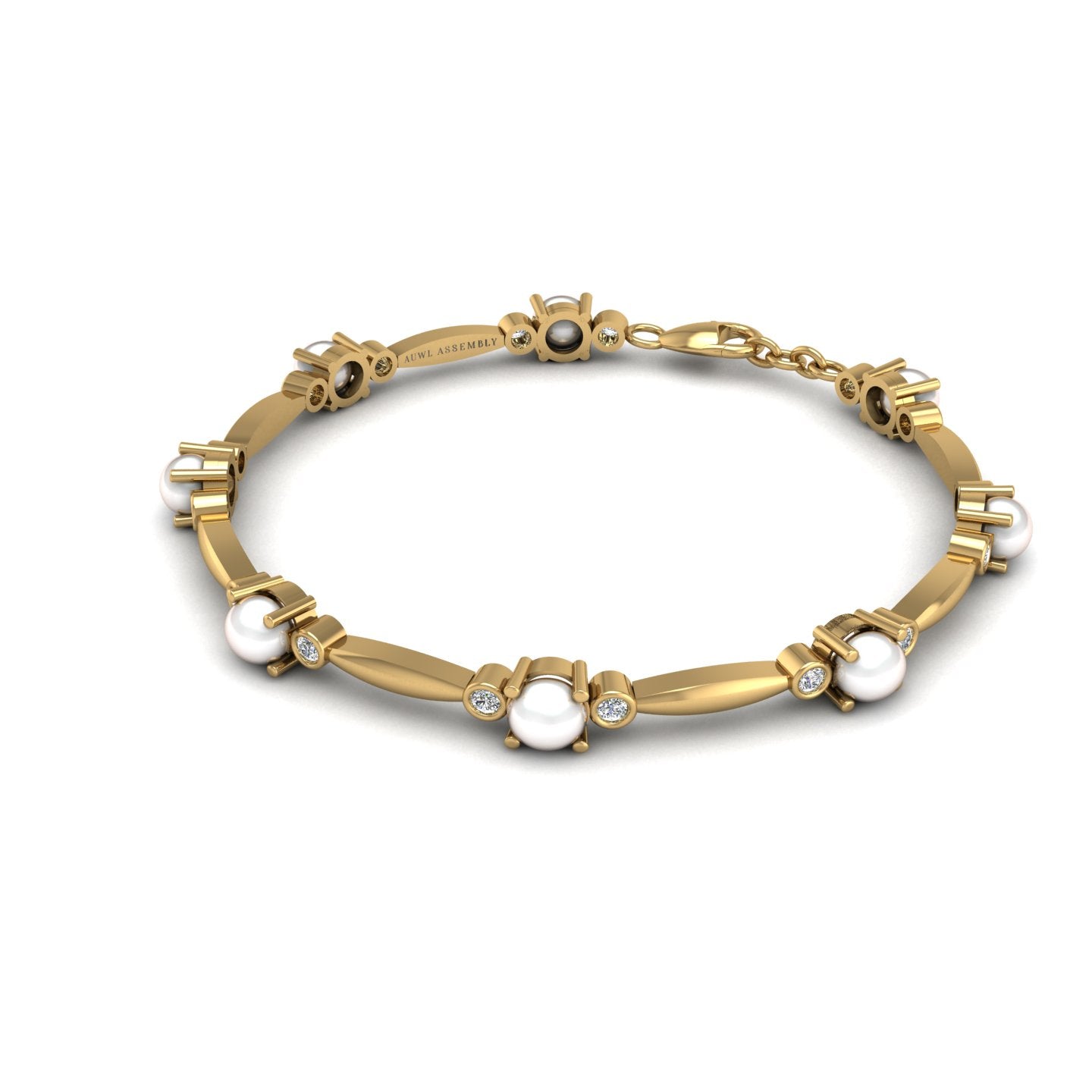 Gold pearl diamond stardust designer bracelet