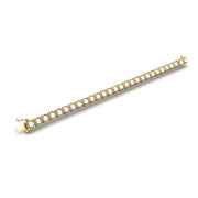 Gold pearl round stellar tennis bracelet open view