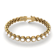 Gold pearl round stellar tennis bracelet