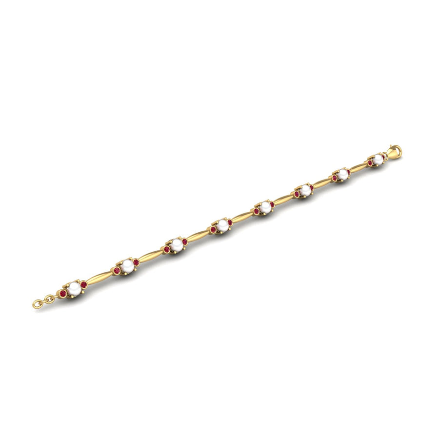Gold pearl ruby stardust designer bracelet open view