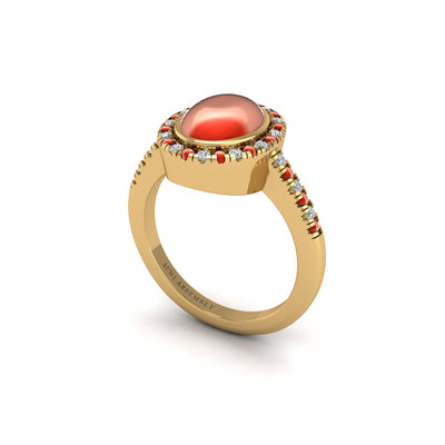 Gold Red Coral Rings for Women