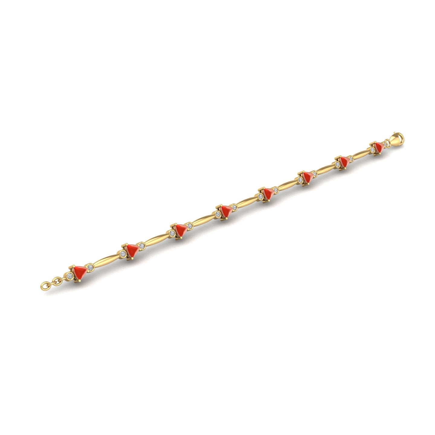 Gold red coral stardust designer bracelet open view
