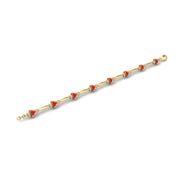 Gold red coral stardust designer bracelet open view