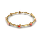 Gold red coral stardust designer bracelet