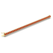 Gold red coral stellar tennis bracelet open view