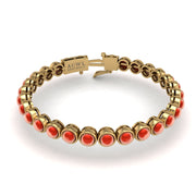 Gold red coral stellar tennis bracelet
