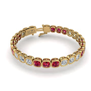 Gold ruby cushion stellar tennis bracelet