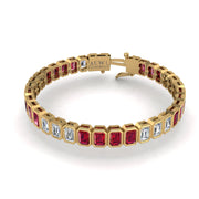 Gold ruby emerald stellar tennis bracelet