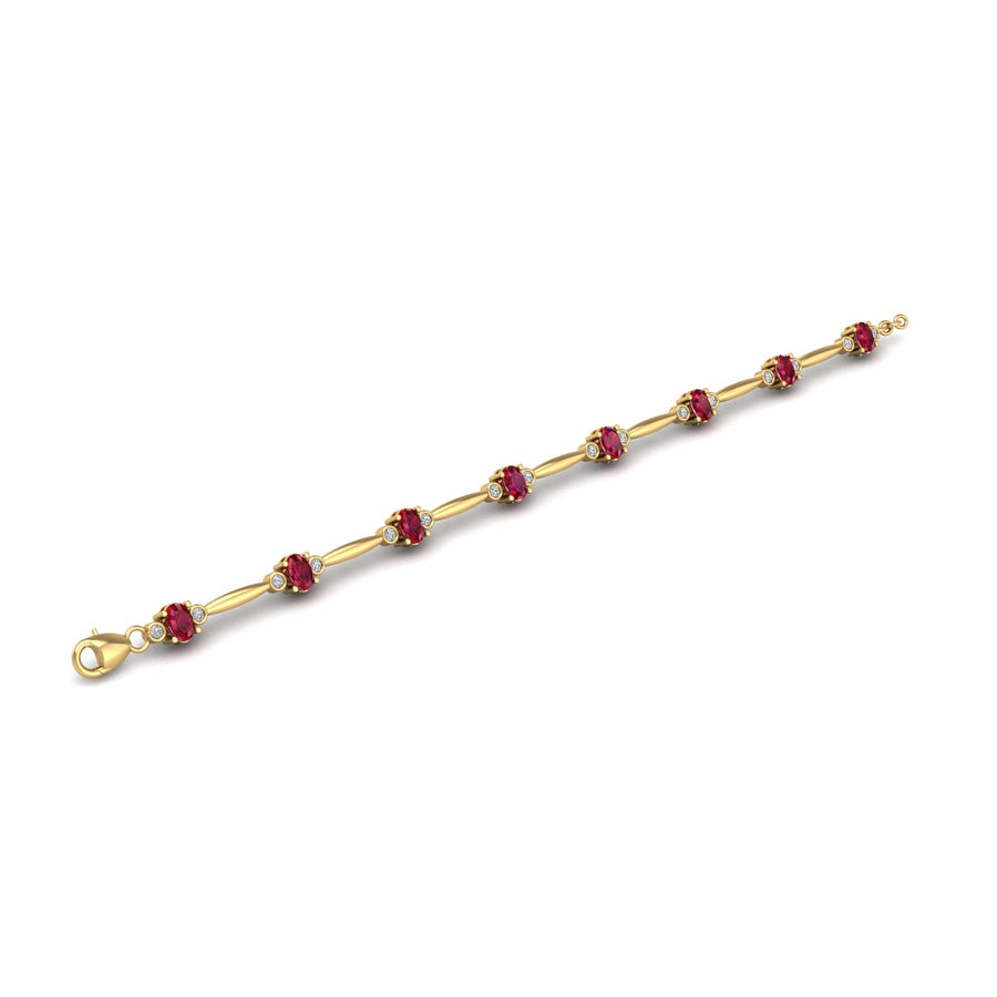 Gold ruby oval stardust designer bracelet open view