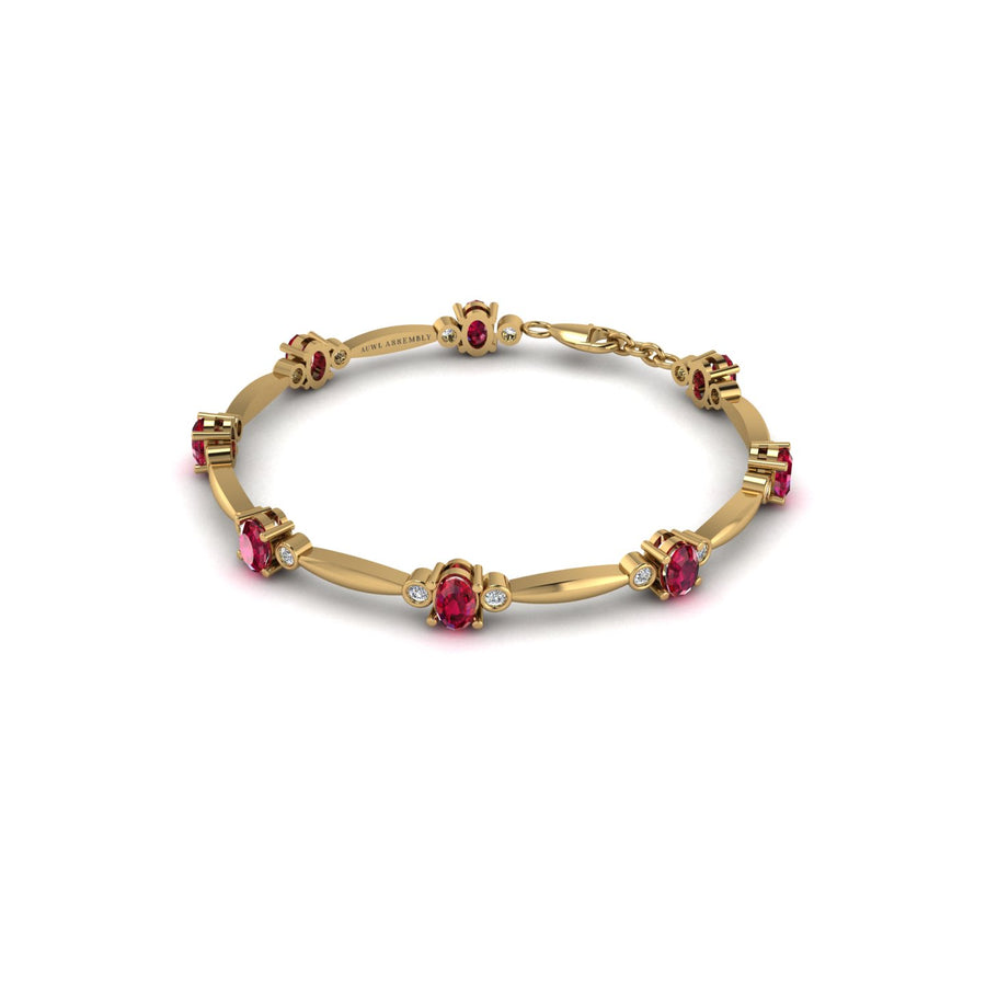 Gold ruby oval stardust designer bracelet