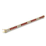 Gold ruby oval stellar tennis bracelet open view