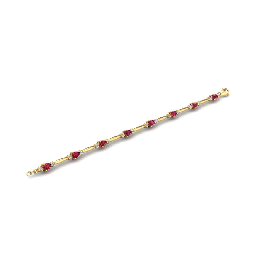 Gold ruby pear stardust designer bracelet open view