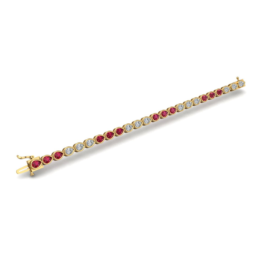 Gold ruby pear stellar tennis bracelet open view