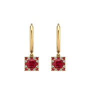 Gold ruby princess halo hoop earrings front view