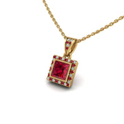 Gold ruby princess heavenly halo pendant